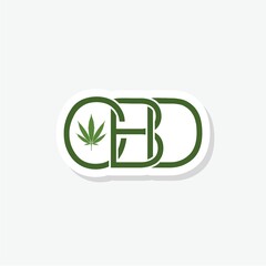 CBD hemp oil sticker icon isolated on white background