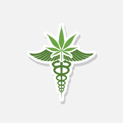 Medical cannabis caduceus sticker icon