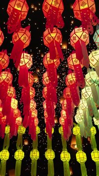 Yee Peng Festival, Paper lanterns decorated on Tha-Phae road ,Chiang Mai Thailand.