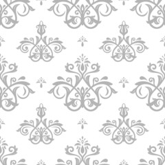 Seamless oriental ornament in the style of baroque. Traditional classic vector silver pattern