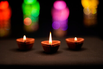 Traditional oil lamps for indian festival diwali.