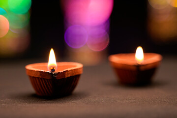 Traditional oil lamps for indian festival diwali.