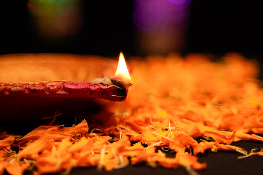 Traditional oil lamps for indian festival diwali.