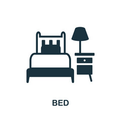 Bed icon. Monochrome sign from home rest collection. Creative Bed icon illustration for web design, infographics and more