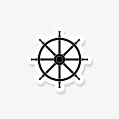 Ship steering wheel with anchor sticker