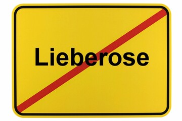 Illustration eines Stadtausgangsschildes der Stadt Lieberose