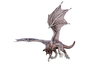 3D Rendering Fairy Tale Dragon on White