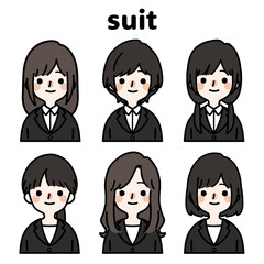 人物イラストセット_スーツの女性