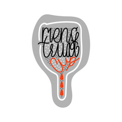 Menstrual cup with lettering. The concept of eco-friendly in feminine hygiene. Vector illustration handdraw.