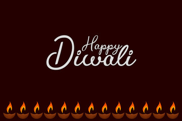 Happy Diwali festival with oil lamp, Diwali celebration greeting card.