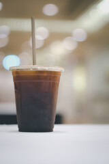 Iced Americano on table at meeting room