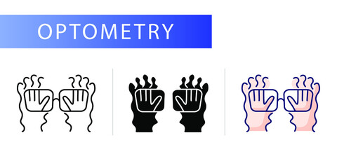 Optometry ( blurred image). Line icon concept