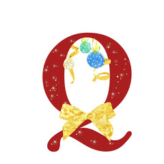 Christmas Alphabet. Illustration for postcards. Print for printing. Design for invitations. Festive drawing.