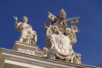 Fototapeta na wymiar St. Peter's Square Colonnade Sculptures Close Up in Rome, Italy