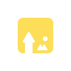 icon illustration upload or backup image file. yellow icon. flat cartoon style. vector design