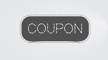Coupon in white text with Gray background and dotted line border on isolated background.