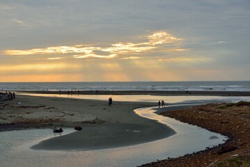 The seaside scenery and humanities are in Baishatun, Taiwan.