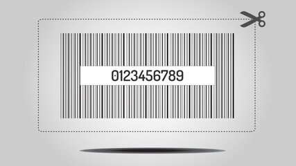 Coupon with Bar code numbers and Scissors on isolated background