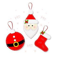 Icons of santa claus embroidered with stitches on a string