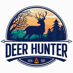 deer hunter, stamp with the name of the world