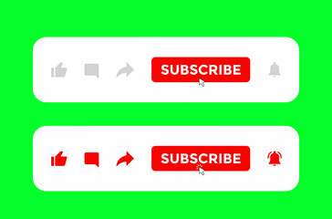 Like, Comment, Share and Subscribe Button Vector. Icon Set Collection for Streaming Subscription