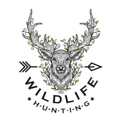 deer head illustration logo