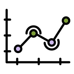 Audit graph icon. Outline audit graph vector icon color flat isolated