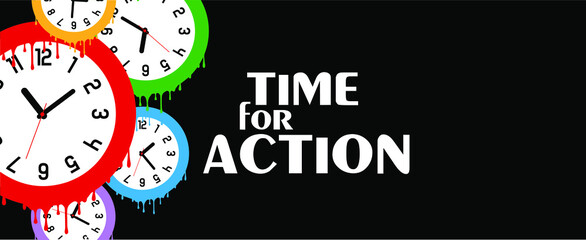 time for action sign on yellow background