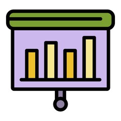 Graph chart banner icon. Outline graph chart banner vector icon color flat isolated