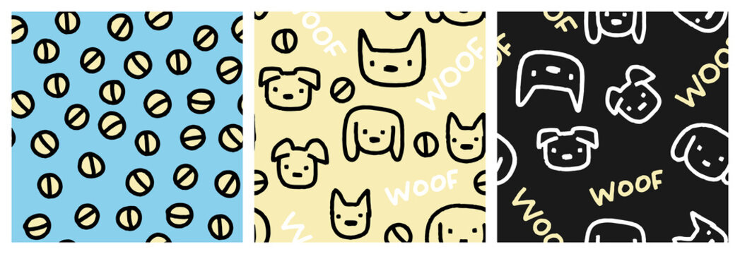  Cute dog face and toys seamless pattern for baby or toddler kids clothing, notebook print, bedding textile.