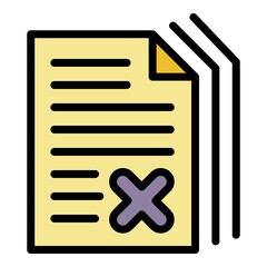 Cancel papers icon. Outline cancel papers vector icon color flat isolated