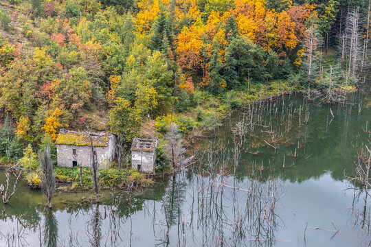 Corniolo Lake in Autumn, Italy