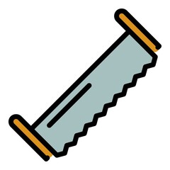 Double hand saw icon. Outline double hand saw vector icon color flat isolated
