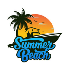 summer beach holiday logo
