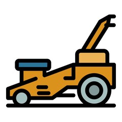 Gasoline lawn mower icon. Outline gasoline lawn mower vector icon color flat isolated
