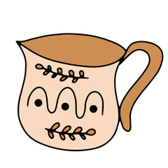 Vector illustration with orange handmade ceramic carafe