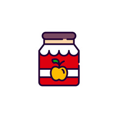 Glass jar with jam. Homemade harvest preservation cooking. Pixel perfect, editable stroke colorful line art icon