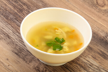 Tasty chicken soup with carrot