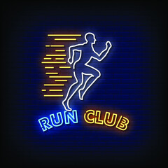 Run Club Neon Signs Style Text Vector