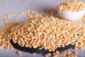 split dry peas are lying on the table