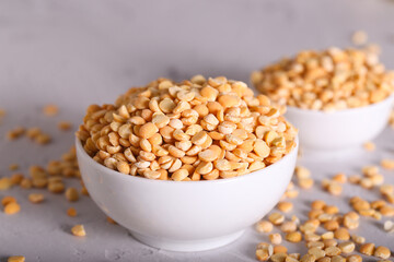 split dry peas are lying on the table