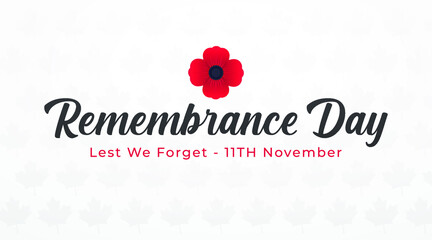 Fototapeta remembrance day 11th november, lest we forget modern creative banner, sign, design concept, template with red poppy obraz