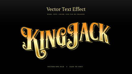 Kingjack Card Retro vintage text effect casino editable - obrazy, fototapety, plakaty