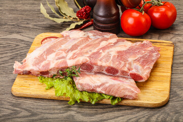 Raw pork ribs for cooking