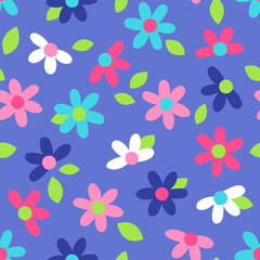 Cute hand drawn floral seamless pattern background.