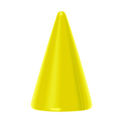 Toy, colorful yellow plastic cone isolated on a white background. 3d illustration
