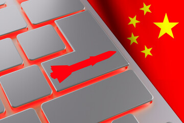 Missile armament of China. Missile launch button. Concept - development of ballistic weapons of...