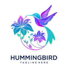 hummingbird logo, abstract flower logo design
