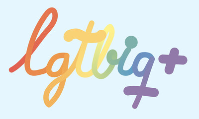 lgbtiq letters in vector with multicolored rainbow gradient