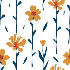 Materiał do szycia Floral vector seamless pattern. Floral botanical motifs. Illustration with flowers can be used for wallpapers, pattern fills, web page backgrounds,surface textures. Gorgeous floral arrangement